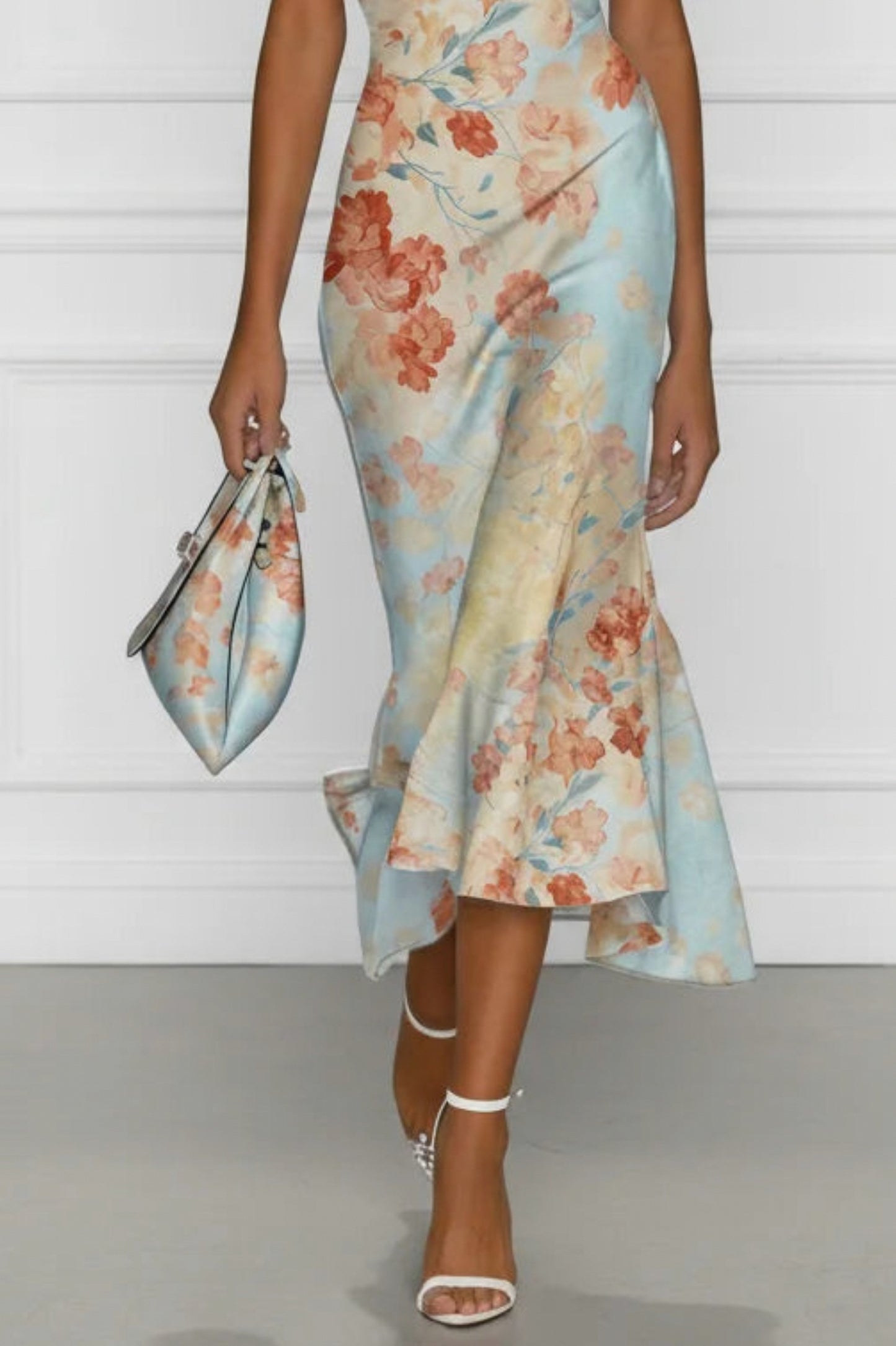 Floral Off Shoulder Midi Dress