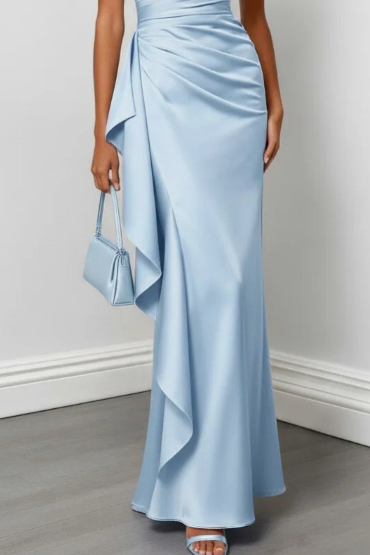 Satin One Shoulder Maxi Dress