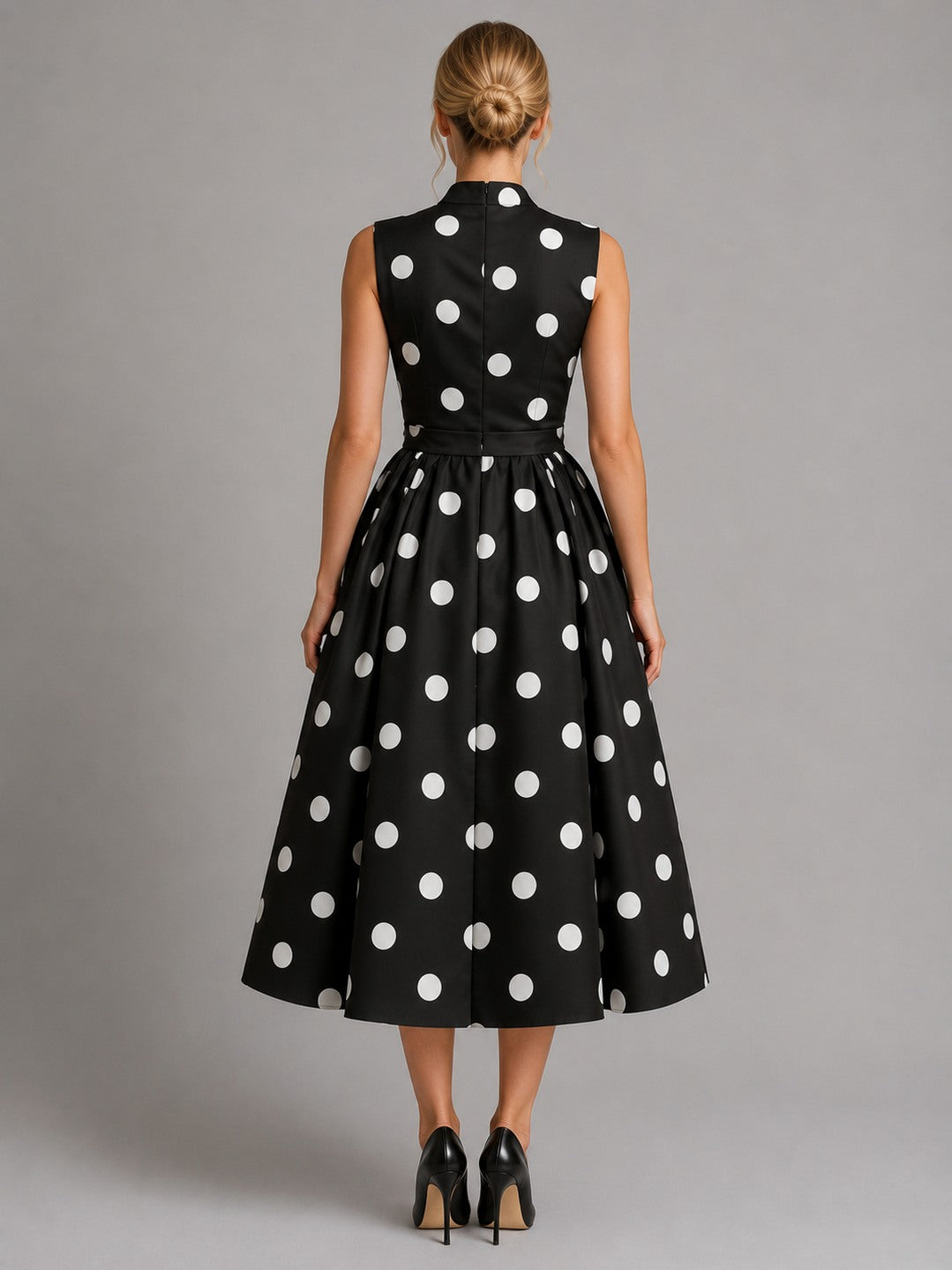 Polka Dot Tie Waist Midi Dress