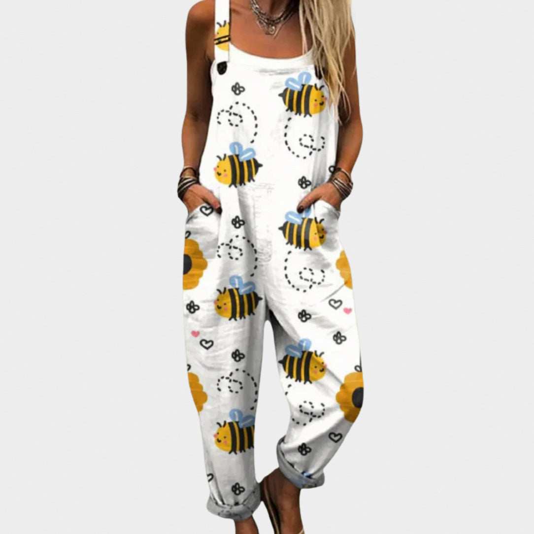 Relaxed Sleeveless Button Strap Jumpsuit