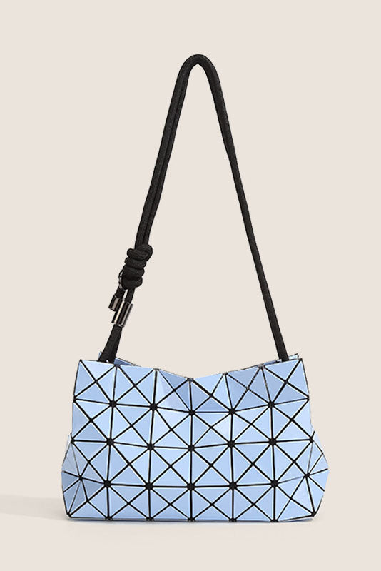 Ivory geometric shoulder bag with black strap