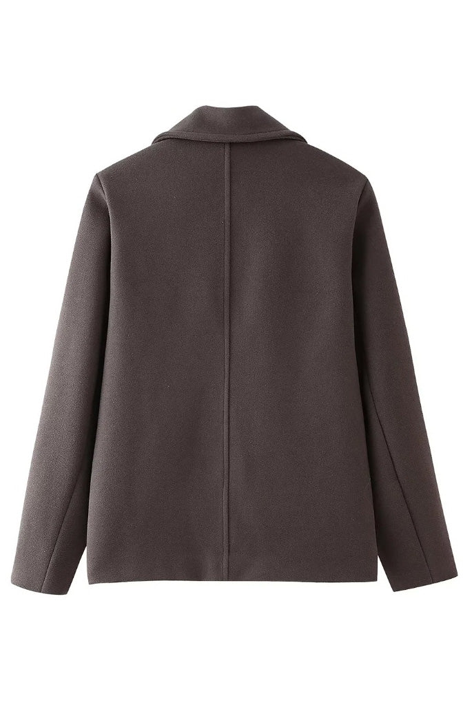 Cropped Cold‑Tone Wool Coat – Minimalist Korean‑Style Cropped Jacket