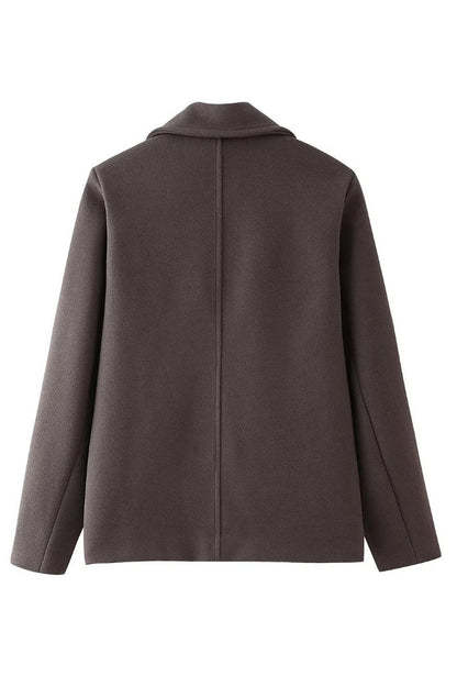 Cropped Cold‑Tone Wool Coat – Minimalist Korean‑Style Cropped Jacket