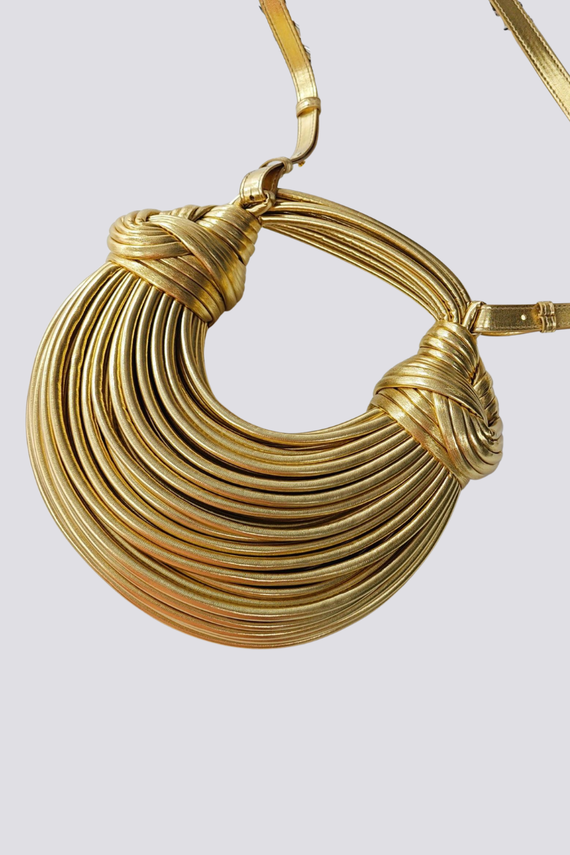 Gold-plated metal necklace with twisted rope design