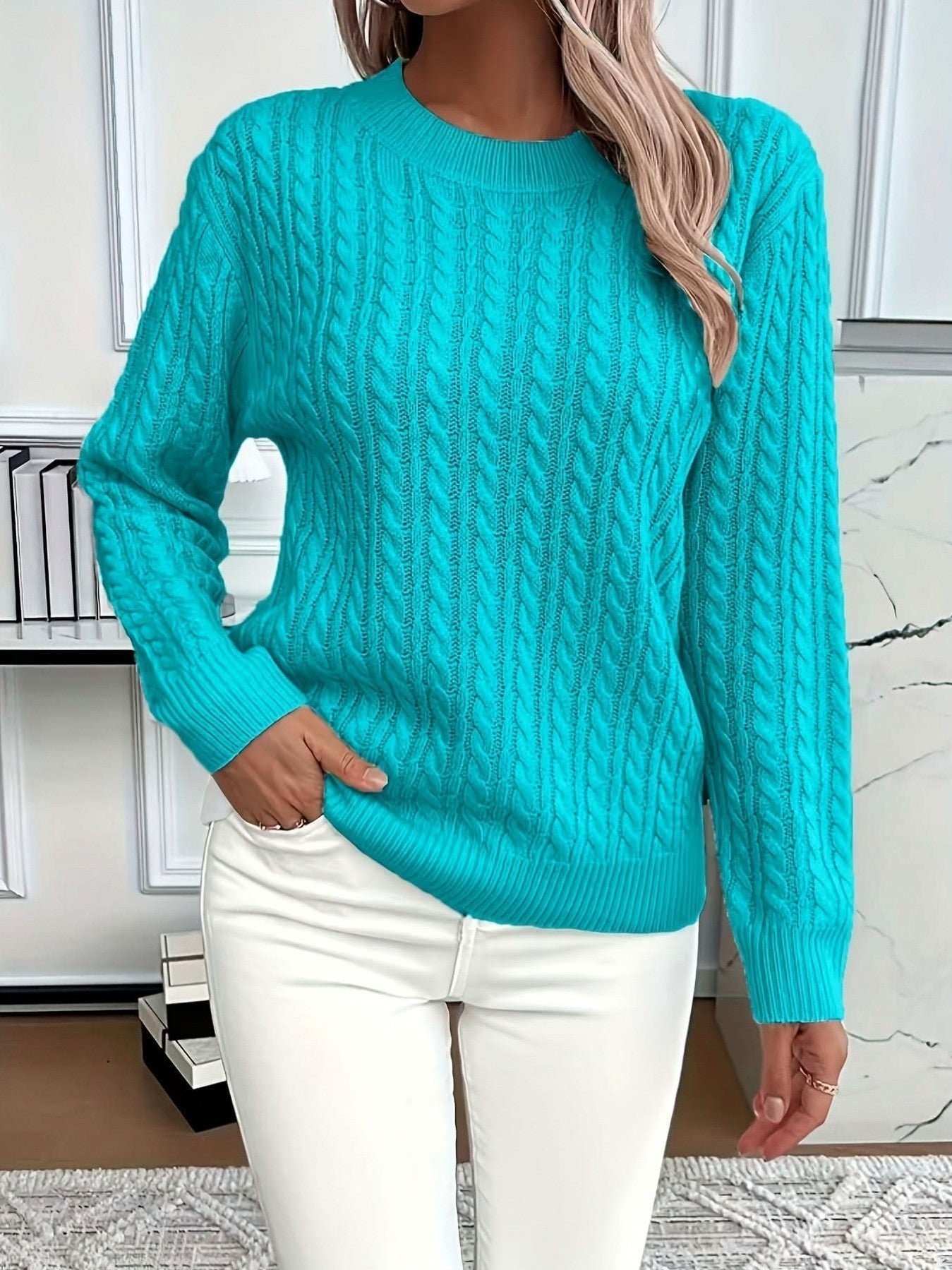 Cable Knit Crewneck Sweater