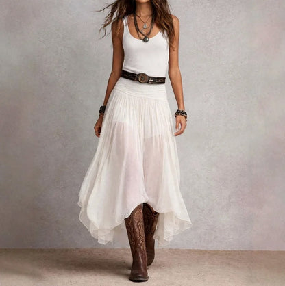Chiffon Belted Sheer Maxi Dress