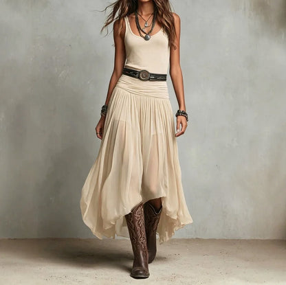 Chiffon Belted Sheer Maxi Dress