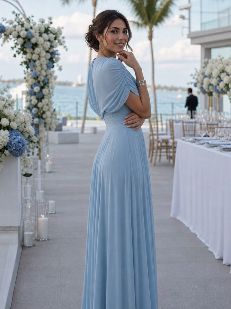 Chiffon Draped Maxi Dress