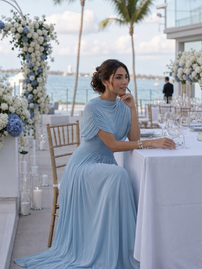 Chiffon Draped Maxi Dress