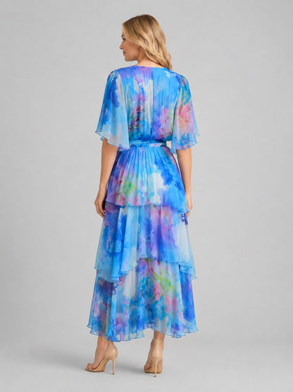 Chiffon Floral Tiered Maxi Dress