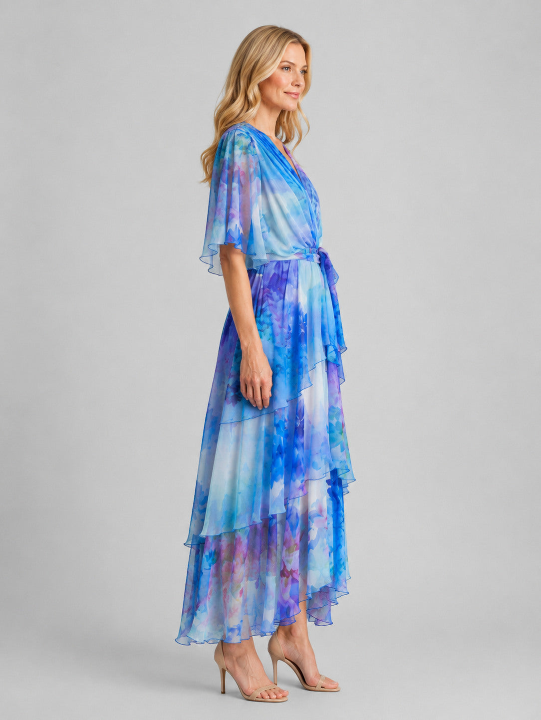 Chiffon Floral Tiered Maxi Dress