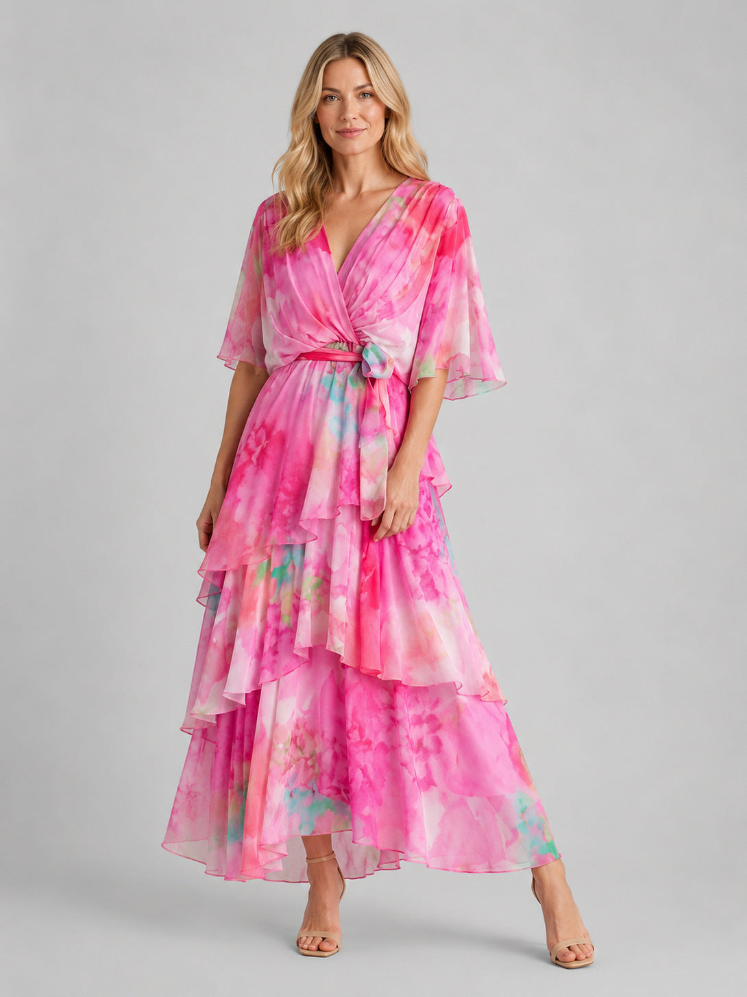 Chiffon Floral Tiered Maxi Dress
