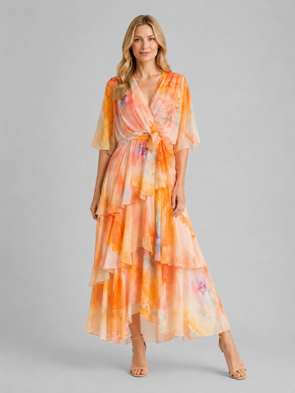 Chiffon Floral Tiered Maxi Dress