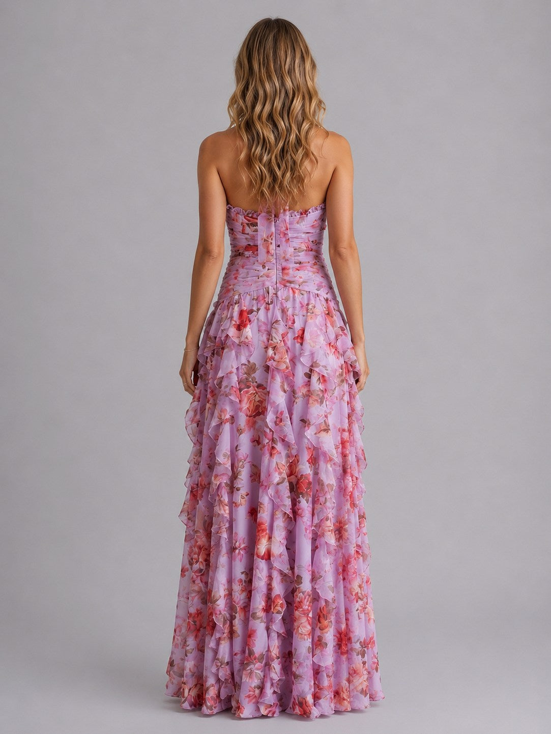 Chiffon Halter Tiered Maxi Dress