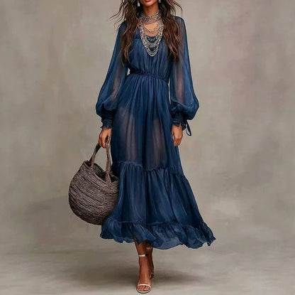 Chiffon Puff Sleeve Maxi Dress