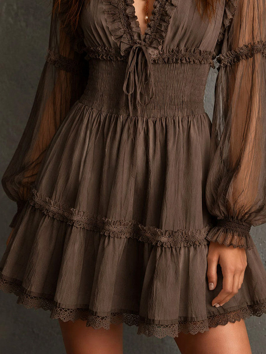 Chiffon Smocked Tiered Mini Dress