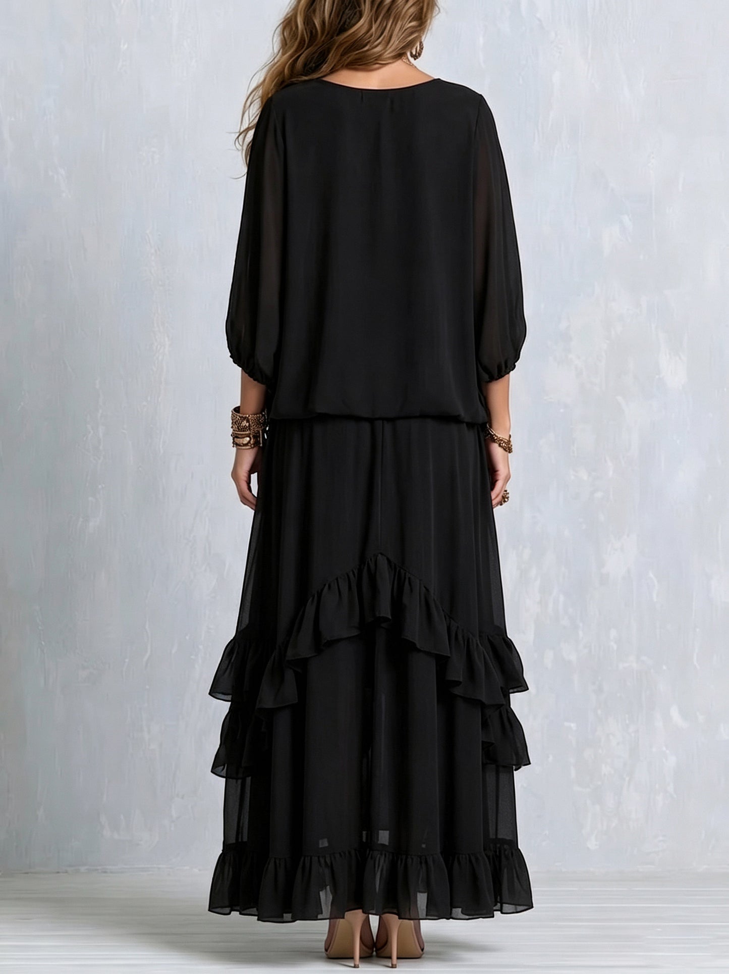 Chiffon Tassel Two Piece Set