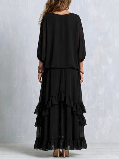 Chiffon Tassel Two Piece Set