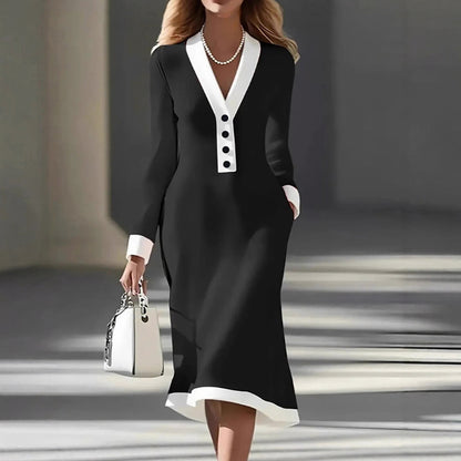 Contrast Trim Midi Dress
