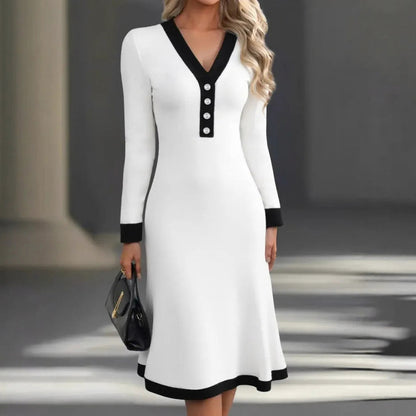 Contrast Trim Midi Dress