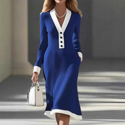 Contrast Trim Midi Dress