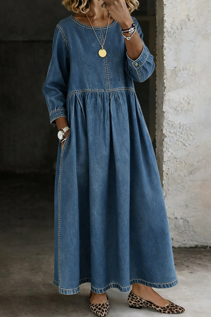 Denim Long Sleeve Maxi Dress