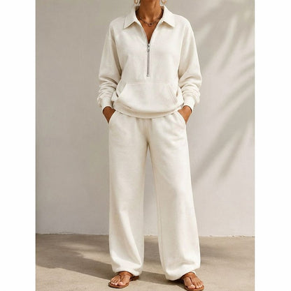 Fleece Half Zip Wide Leg Set