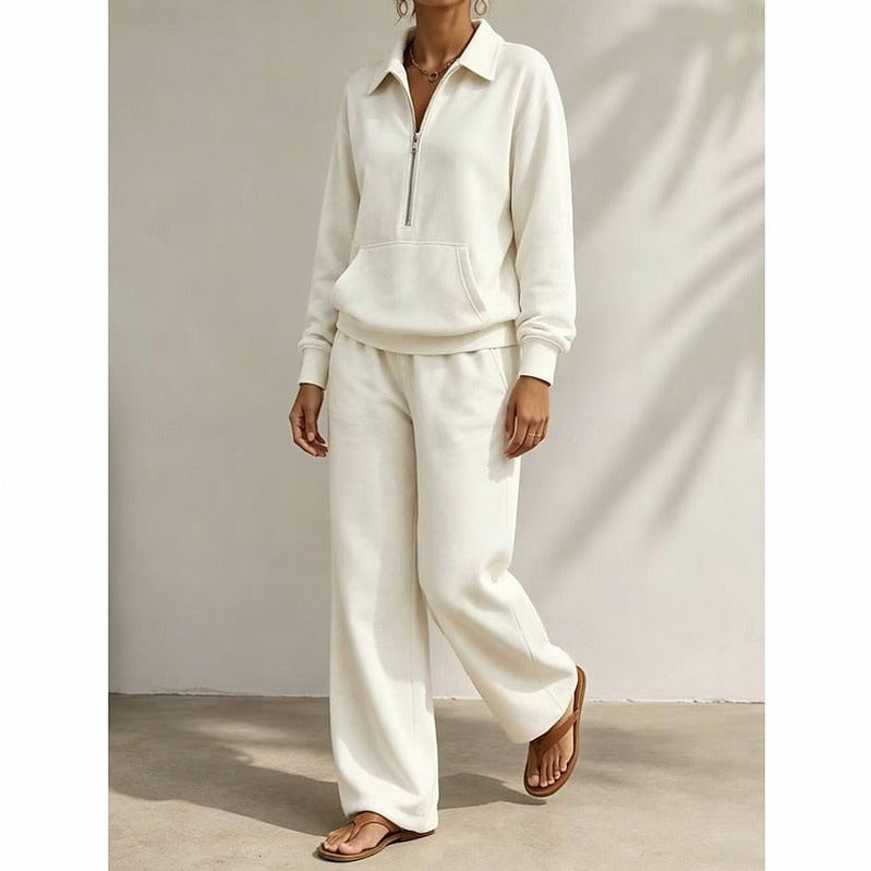 Fleece Half Zip Wide Leg Set