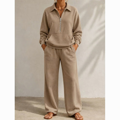 Fleece Half Zip Wide Leg Set