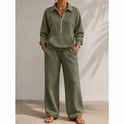 Fleece Half Zip Wide Leg Set