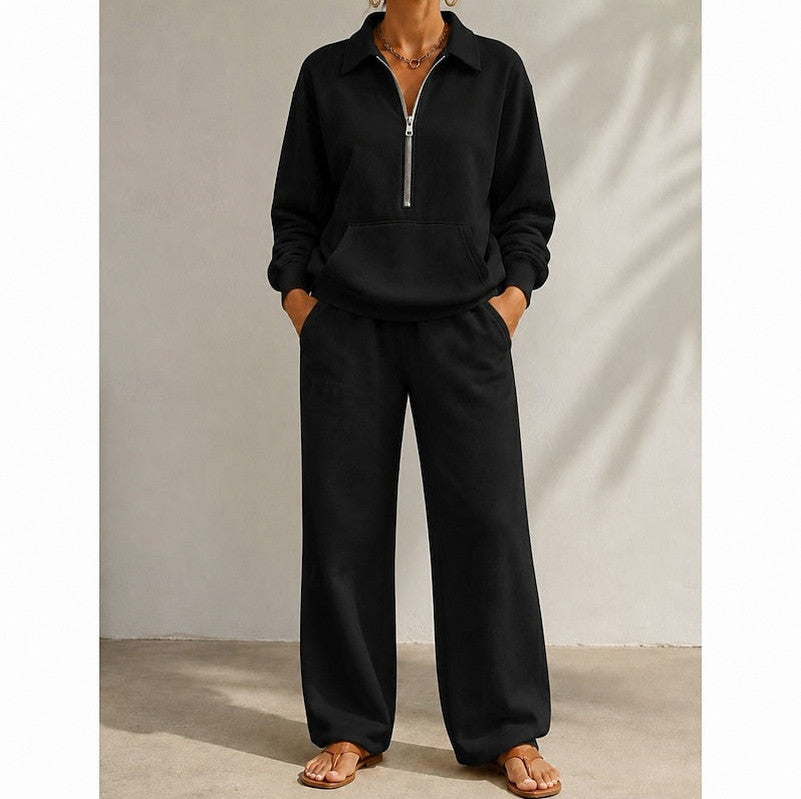 Fleece Half Zip Wide Leg Set