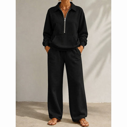 Fleece Half Zip Wide Leg Set