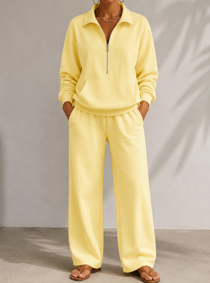 Fleece Half Zip Wide Leg Set