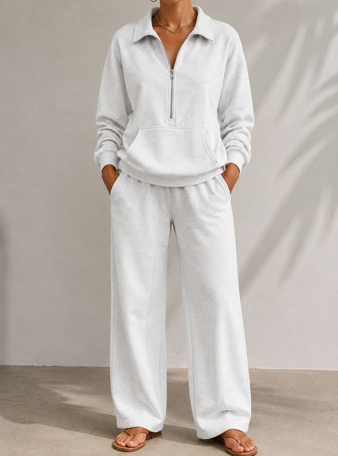 Fleece Half Zip Wide Leg Set
