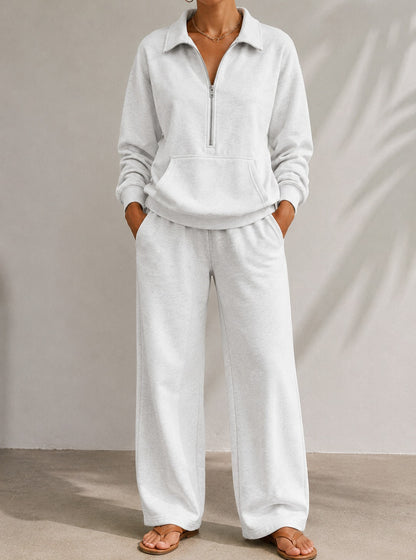 Fleece Half Zip Wide Leg Set