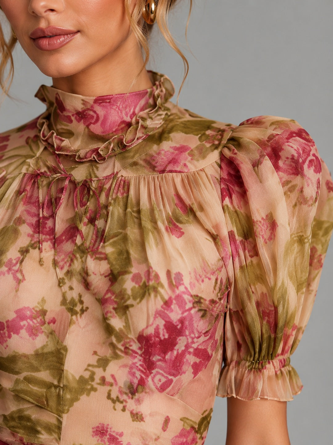 Floral High Neck Maxi Dress