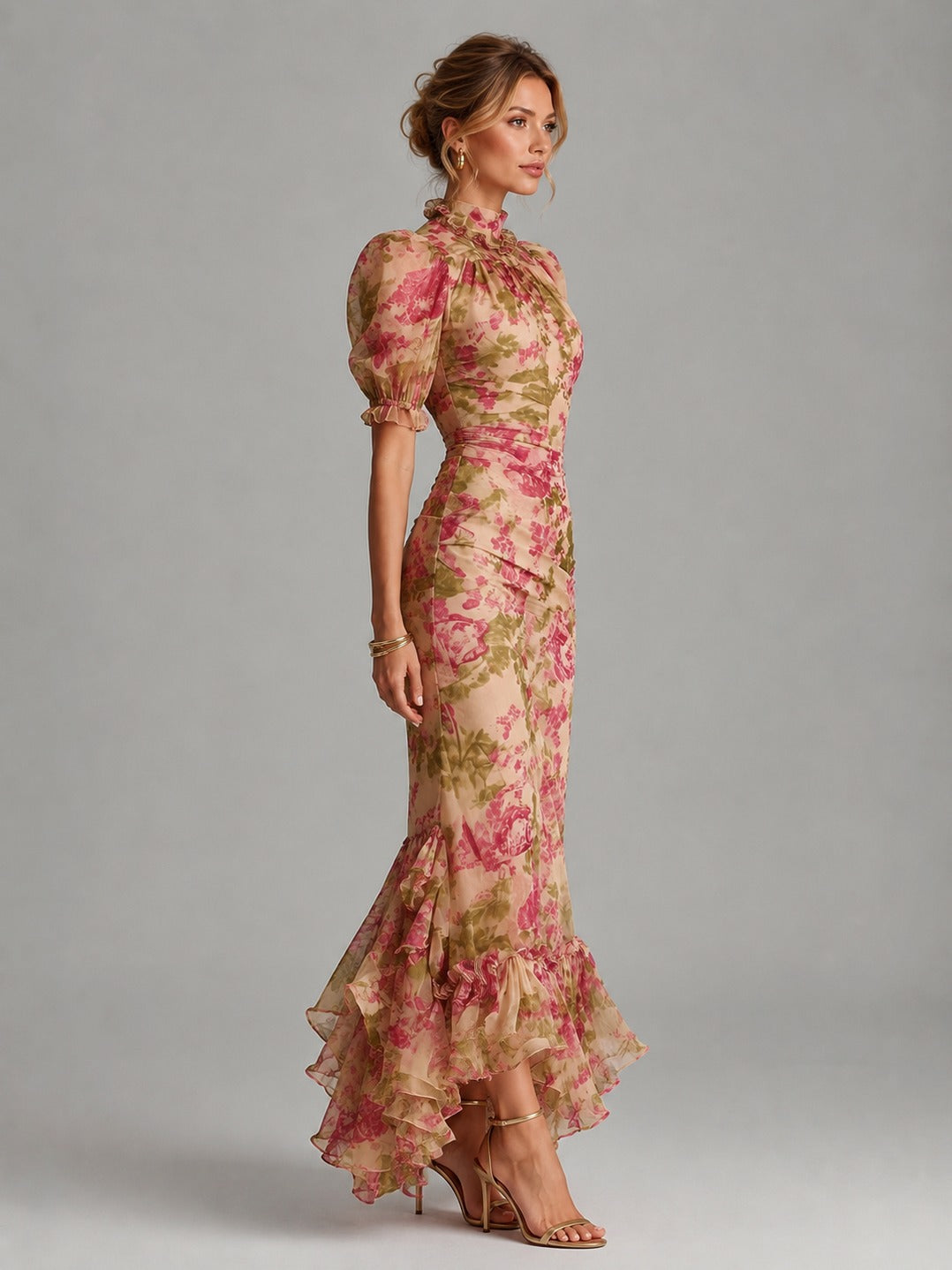 Floral High Neck Maxi Dress