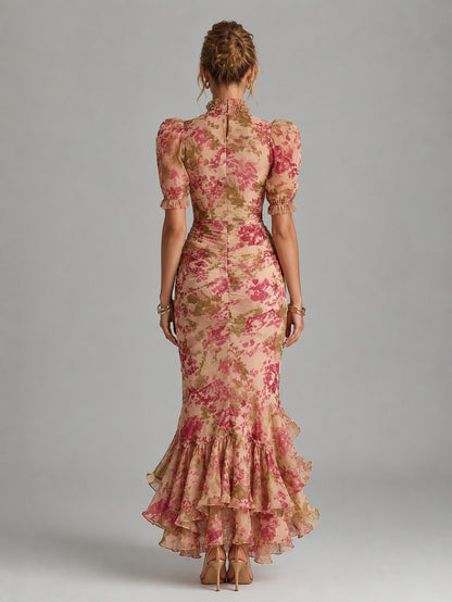 Floral High Neck Maxi Dress