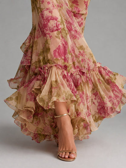 Floral High Neck Maxi Dress