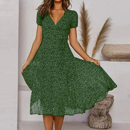 Floral Short Sleeve Midi Dress
