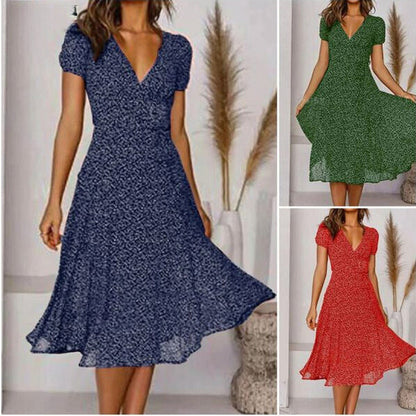 Floral Short Sleeve Midi Dress