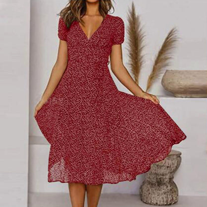 Floral Short Sleeve Midi Dress
