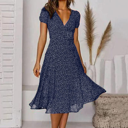 Floral Short Sleeve Midi Dress