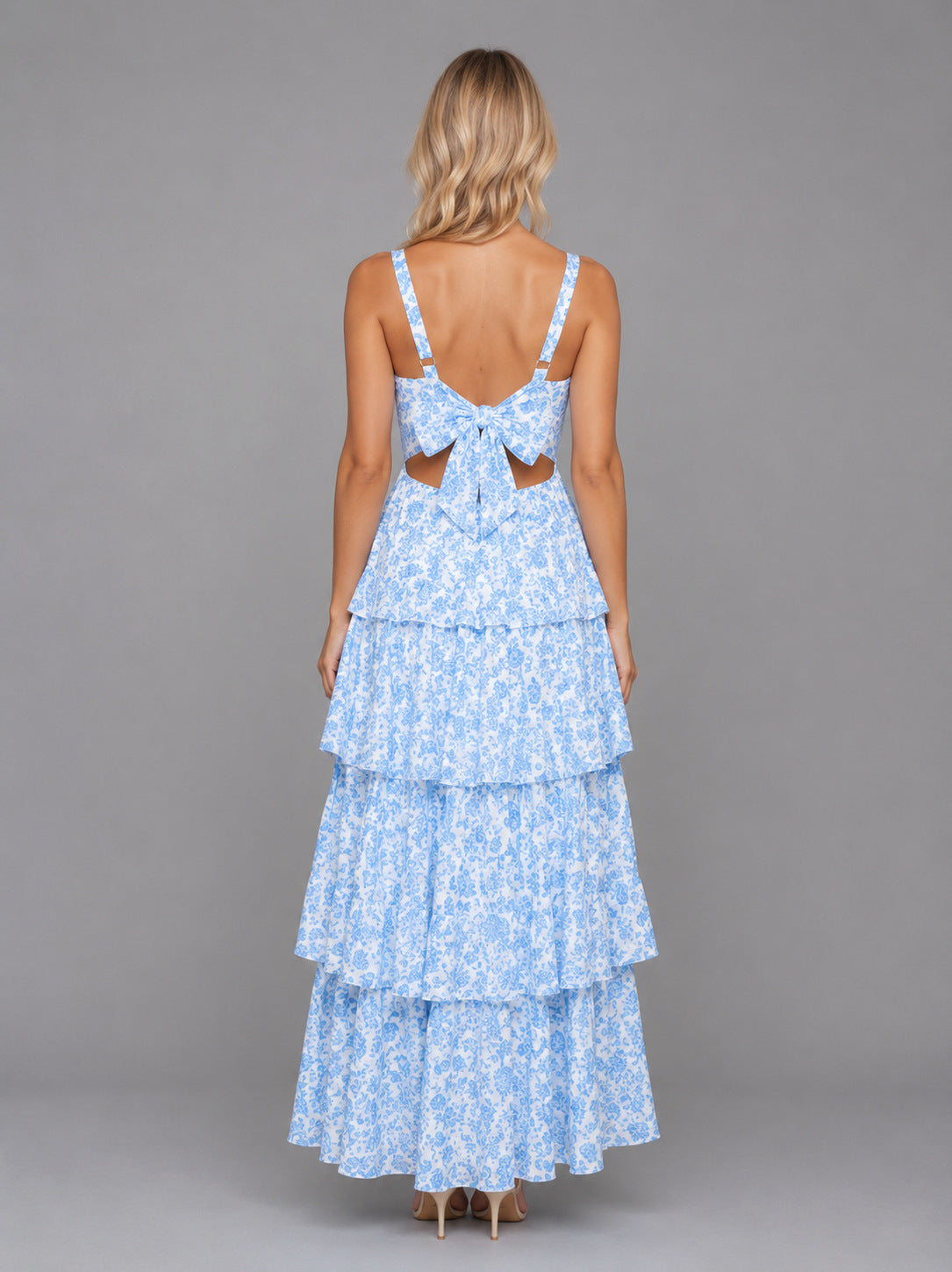 Floral Square Neck Tiered Maxi Dress