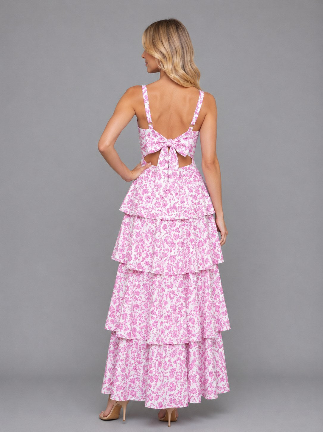 Floral Square Neck Tiered Maxi Dress