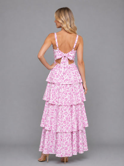 Floral Square Neck Tiered Maxi Dress