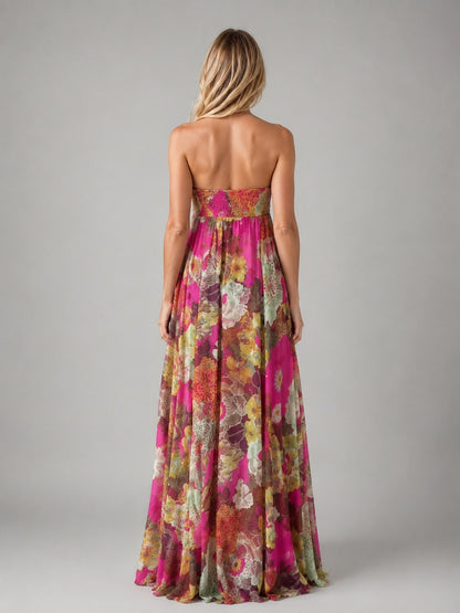 Floral Strapless Empire Maxi Dress