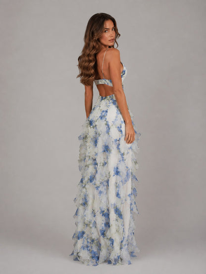 Floral Sweetheart Tiered Maxi Dress