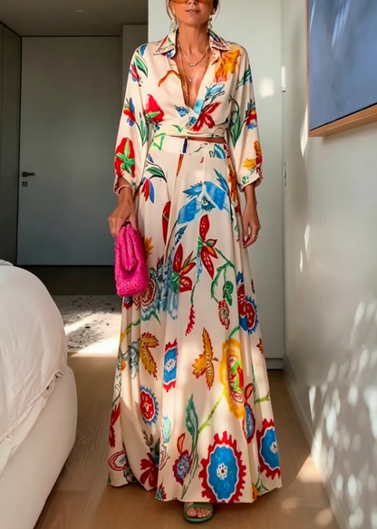 Floral Tie Waist Maxi Dress