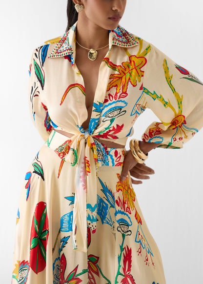 Floral Tie Waist Maxi Dress